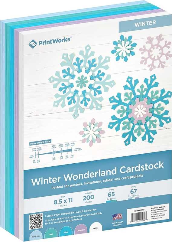 

Winter A.B.C.D.E. Printworks Wonderland Card Paper, 5 colors, solid core, 200 sheets, 21.59 x 2