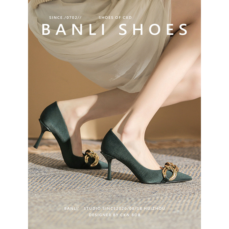 Banli tinggi wanita dengan tumit halus 2022 model baru yang terkenal sepatu perempuan gugur musim di