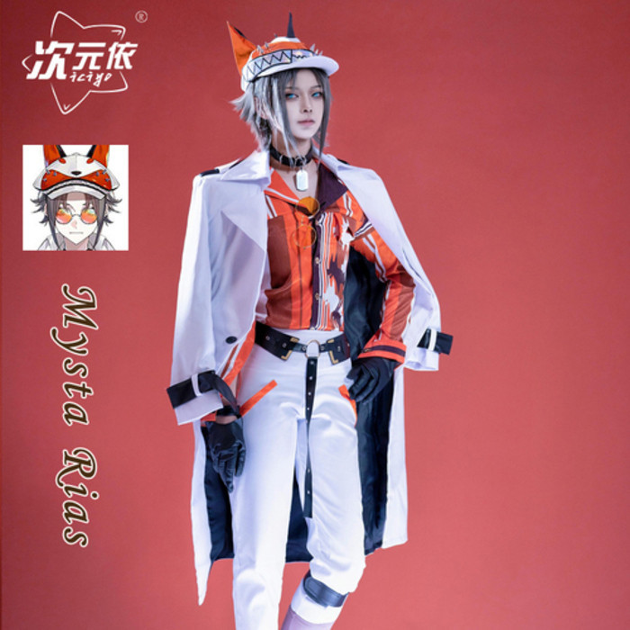 Dimensi berdasarkan Rainbow Society virtual anchor vtuber Luxiem Mysta Rias fox dog cosplay suit