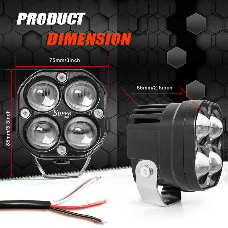 ￥ ￥ 3 Inch Amber Fog 12V 24V Kuning 4X4 Offroad Pods Lights For Motorcycle Trucks ATV Pickup Bumper