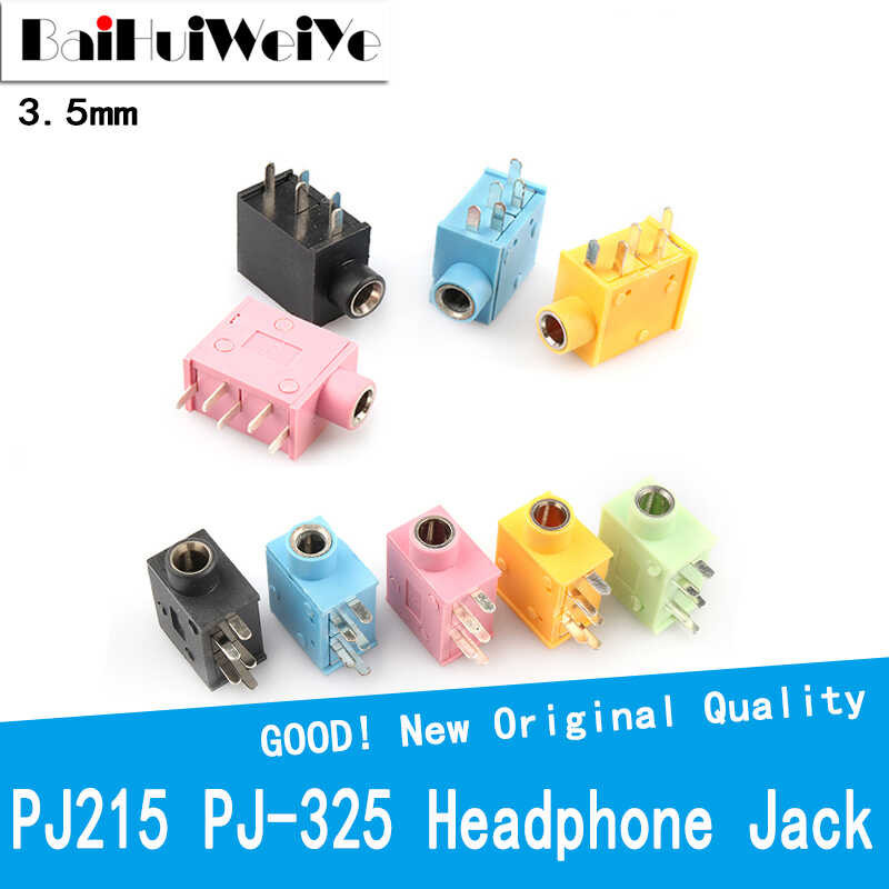 10PCS/LOT Headphone PJ215 PJ-325 3,5 mm Stereo Socket Audio Jack Connector 5PIN 5 Color PJ325 P