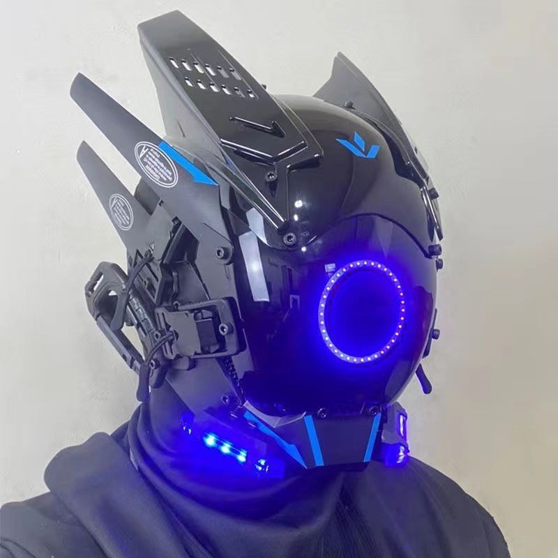 helm  Topeng Cyberpunk Cosplay Topeng Bercahaya Helm Star Wars Tutup Kepala Kamen Rider Mecha Anak T