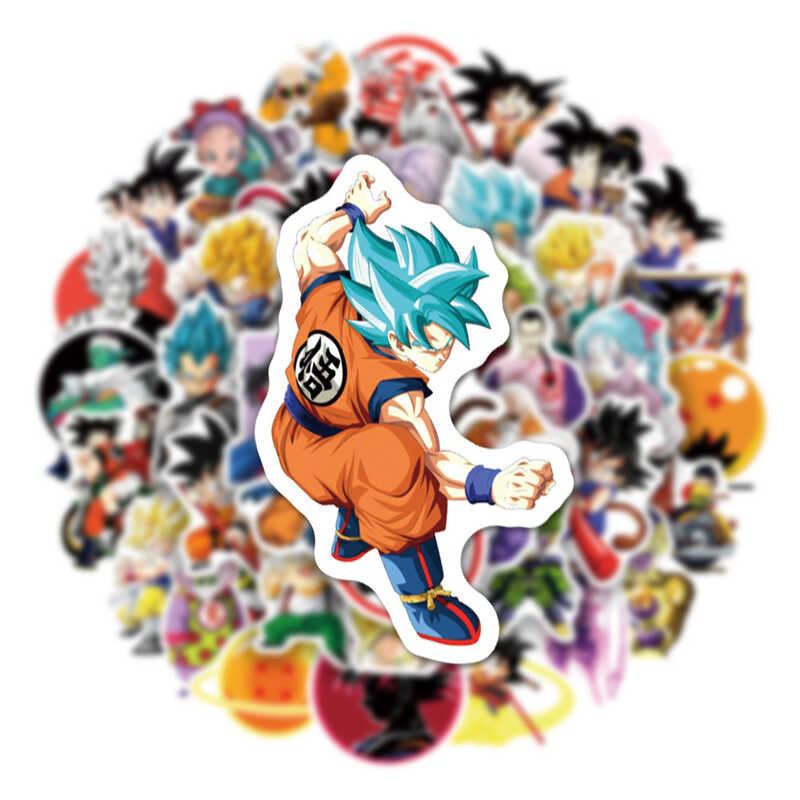 

￥ 10/30/50/100Pcs Cool Dragon Ball Anime Stickers Super Saiyan Son Goku Cartoon Decals Toys Water