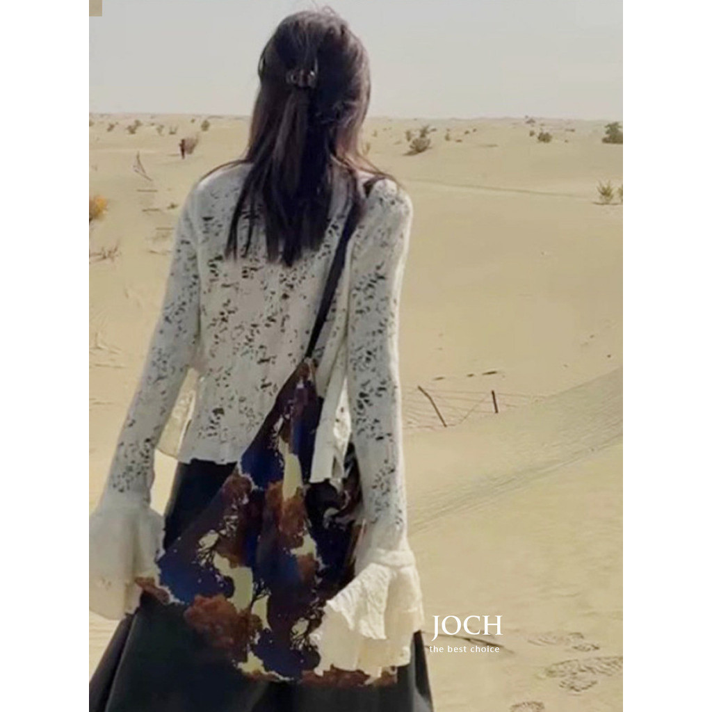 JOCH hadir~Co menandai trendy dua sisi minyak melukis canvas misterius cetakan hutan casual dual-use