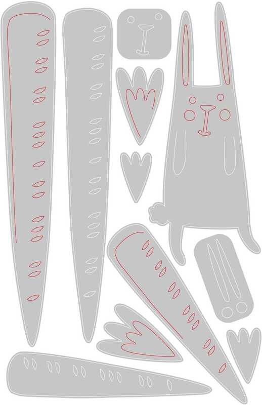 

Sizzix Thinlets A.B.C.D.E. Die 665213 Carrot Rabbit Tim Holtz 11 piece set, multi colored