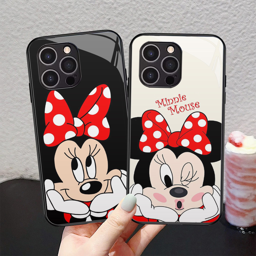 Kaca Mewah Casing untuk iPhone XS 12 Mini X XR 11 Pro Max Case T-2 Mickey
