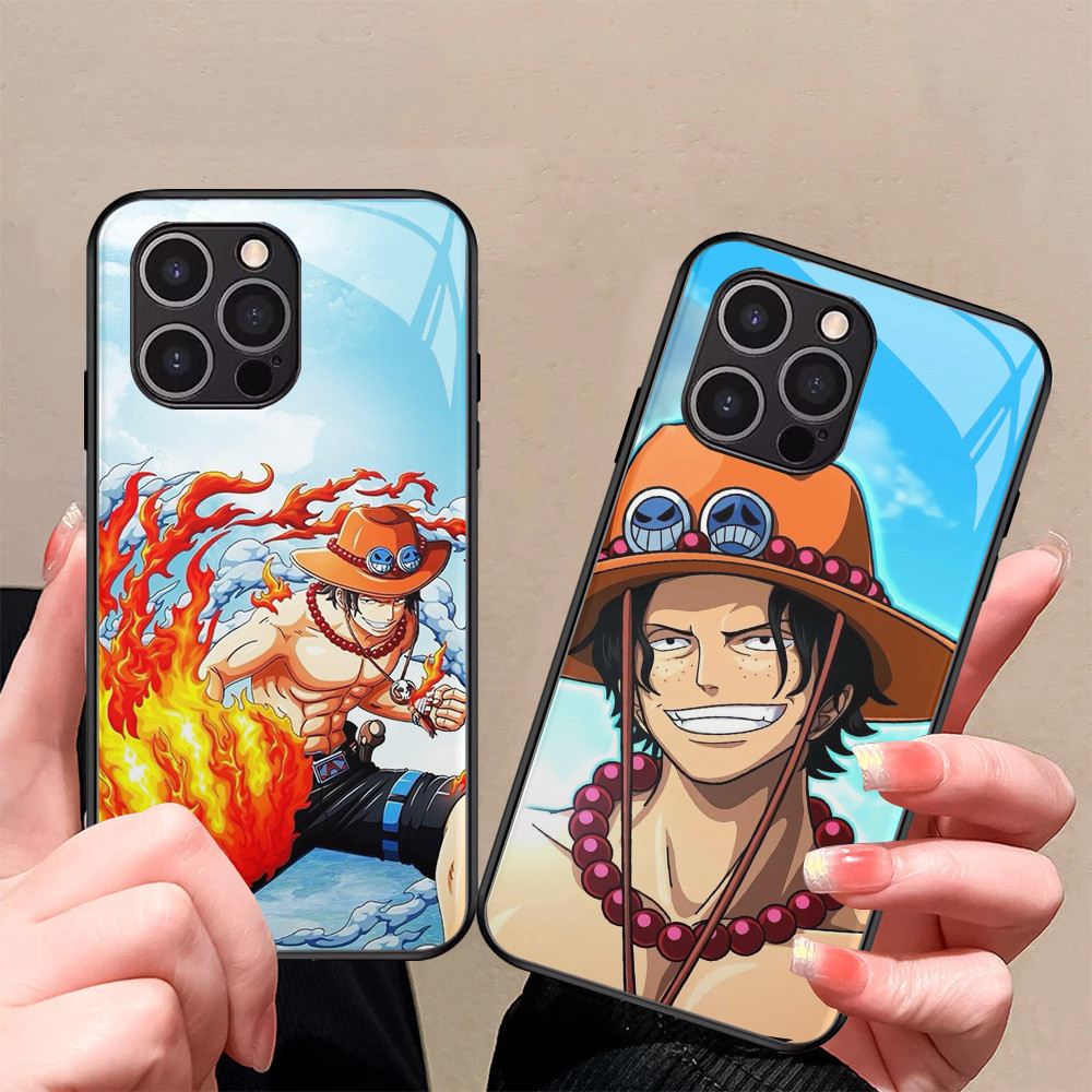 Kaca Mewah Casing untuk iPhone 7 13 Mini 8 Pro Max Plus SE 2020 2022 Case T-40 One Piece Ace