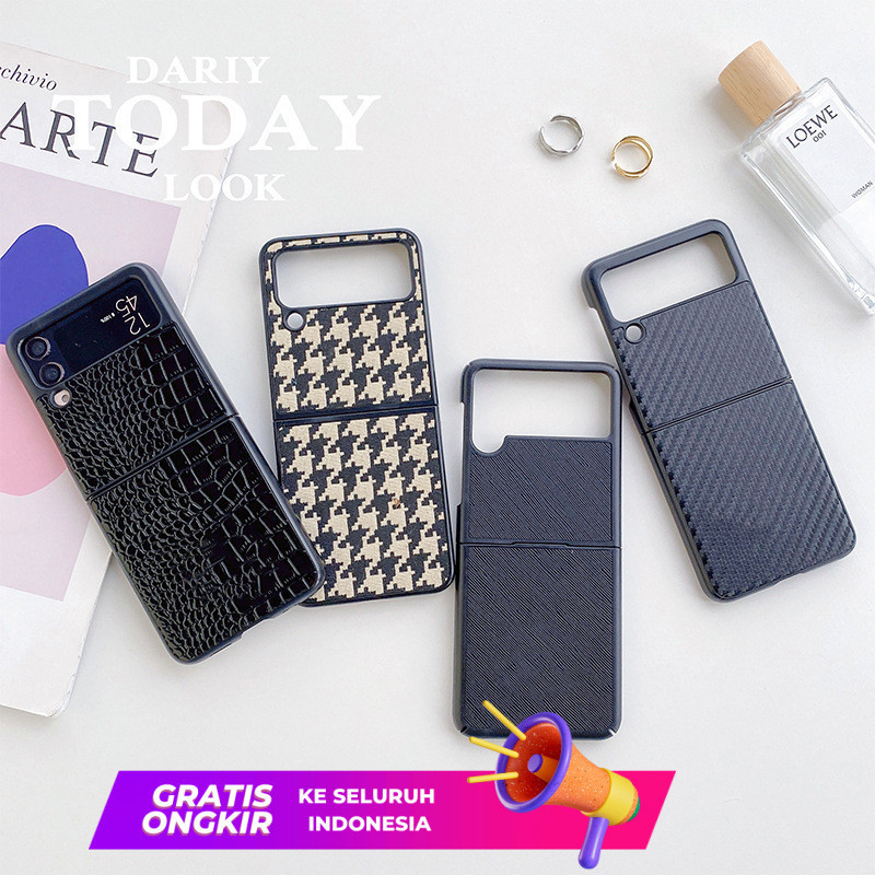 Case HP  Sesuai untuk Samsung ZFLIP4/2/3 dengan layar yang bisa dilipat, ribuan pola krokodil grid b