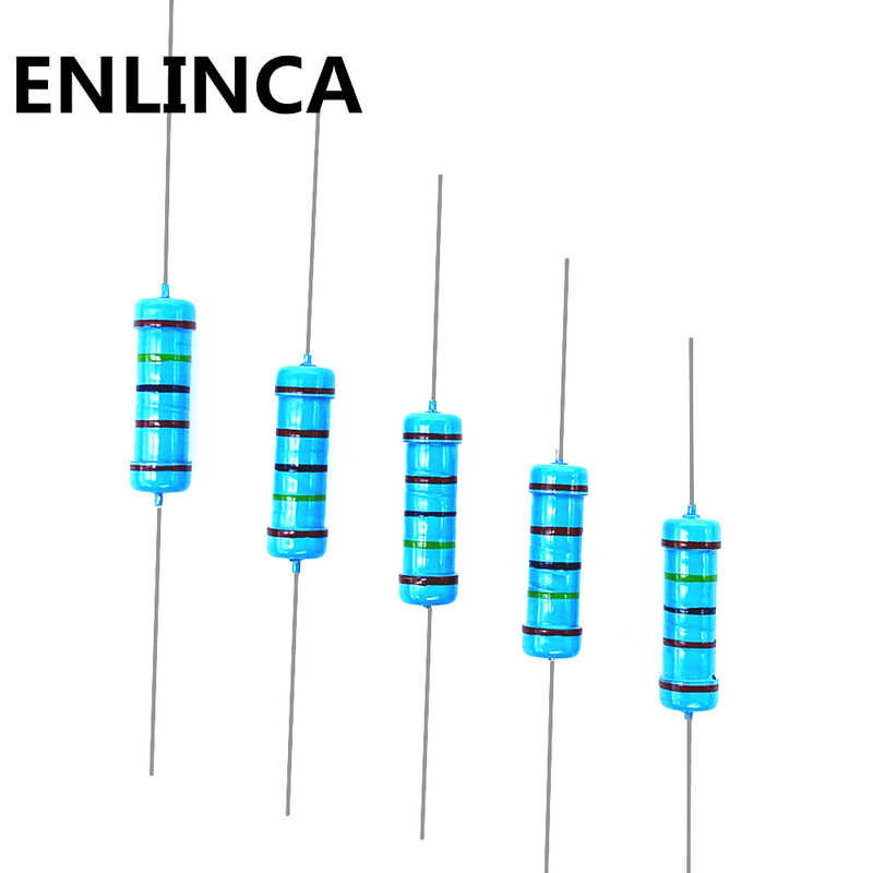 1W Metal 20PCS Film 1% Five-color Ring Power Resistor 0.1~1M 2 4.7 10R 47 100 220 360 470 1K 2.
