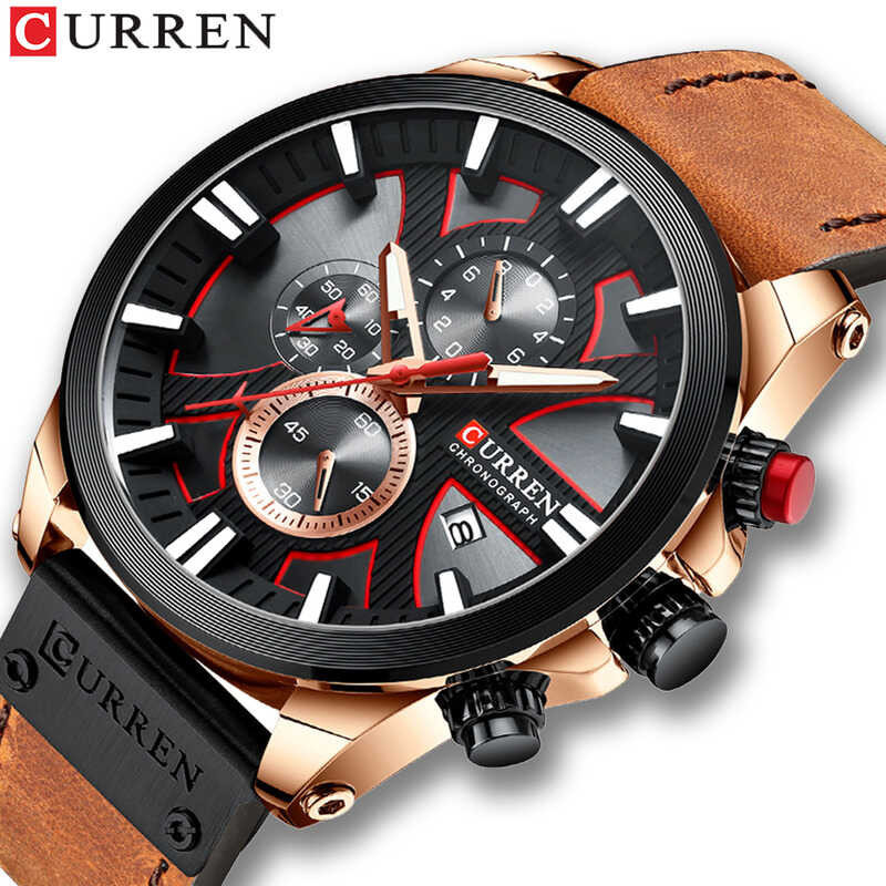 Men's 2021 CURREN Watches Top Brand Men Wrist Kulit Quartz Watch Sports Waterproof Male Clock R
