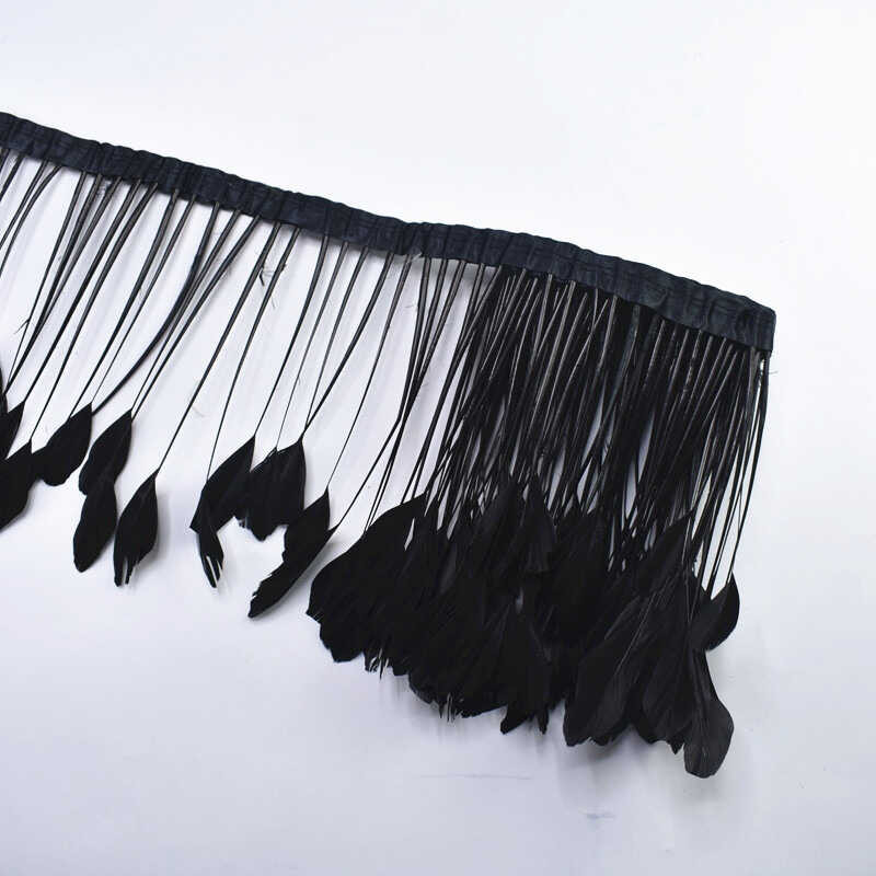 

2Meter/Lot Black Berhenti Coke Tail Goose Trims Pheasant Feathers for Crafts Ribbon Costumes We