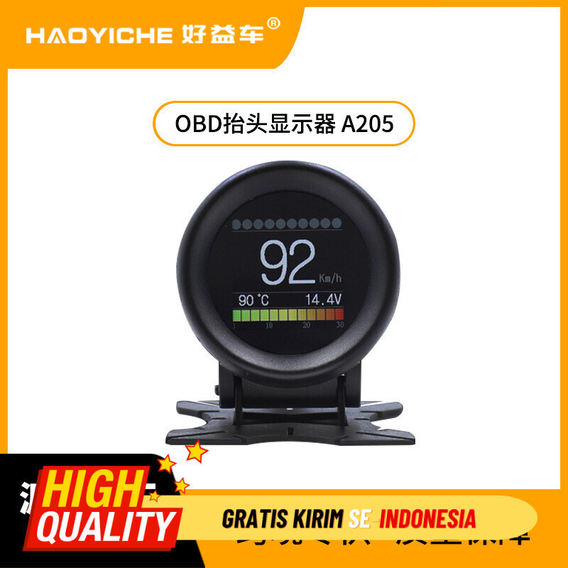 Kepala HUD mobil naik kecepatan OBD Vehicle Speed Turbine Air Temperature Gauge HD Digital Head Up T