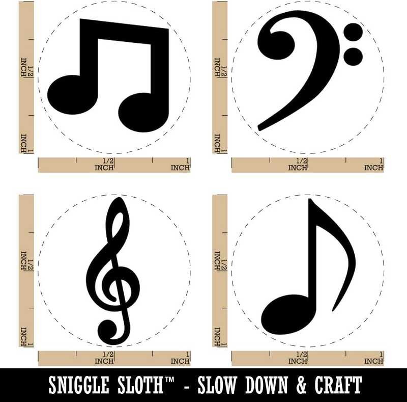 

Musical A.B.C.D.E. Music Notes Treble Bass Clef Eighth Symbols Rubber Stamp Set for Stamping Cr