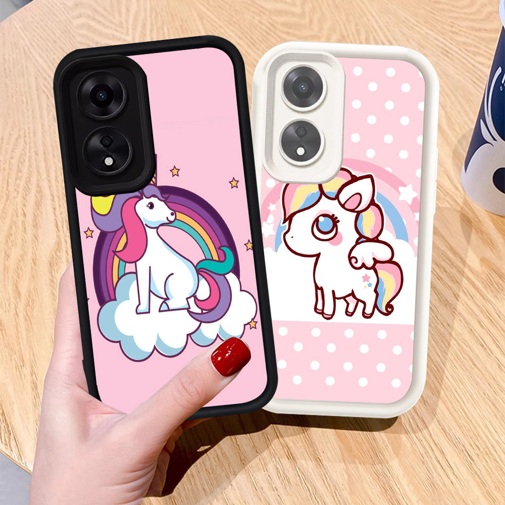 Casing untuk OPPO Reno 11 Pro 11F 8T 13F 5G Silikon Case H-44 Cute Unicorn