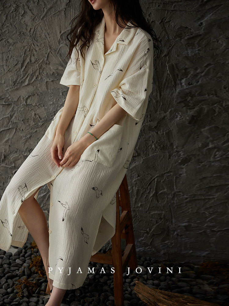 baju tidur wanita piyama  Nightgown Women's Summer Style with Chest Cushion One piece Pure Gauze Bab