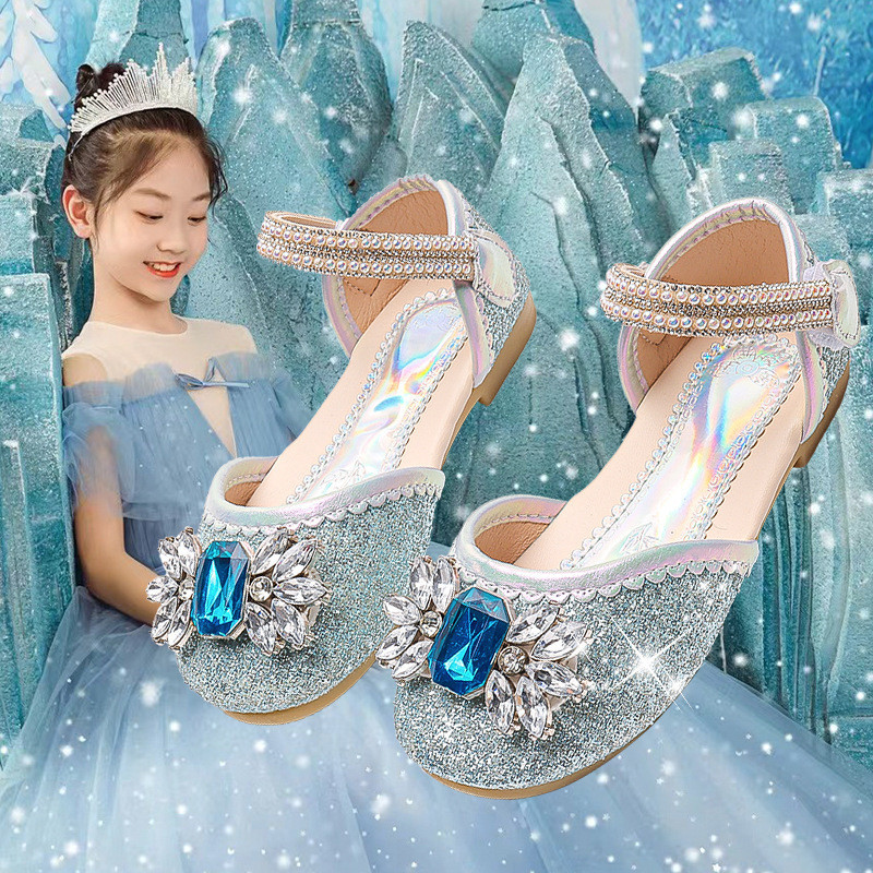 

s Love Sha Crystal Princess Shoes 2024 Summer New Children's Fashion Little Girl Soft Sole Baotou Sandals