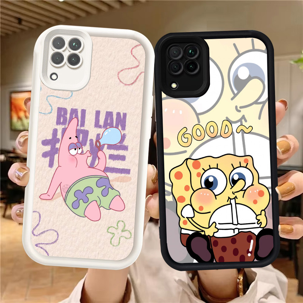 Z-37 SpongeBob cartoon Putih Hitam Casing untuk Samsung Galaxy A12 A22 5G Case