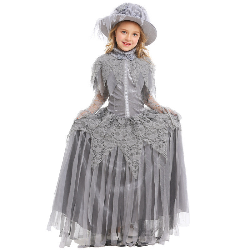 Halloween Ghost Princess Cosplay Skull Bride Kostum Age Victorian Children's Ball Dress  Import