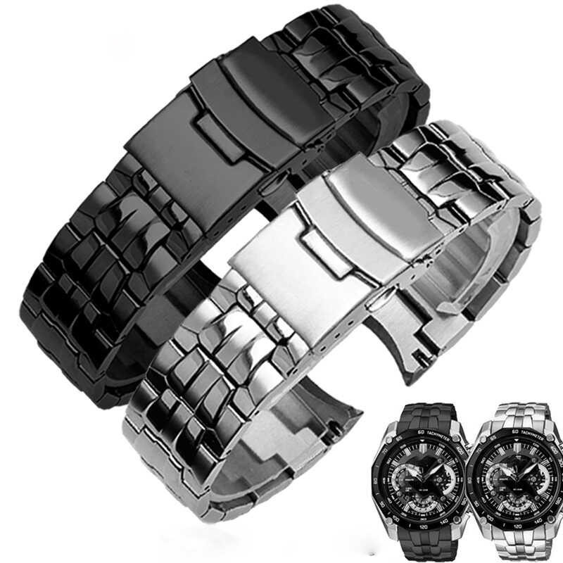 BRETA 22MM Solid Stainless Steel Bracelet untuk Casi-o EDIFICE CHRONOGRAPH EF-550D-1AV deductio