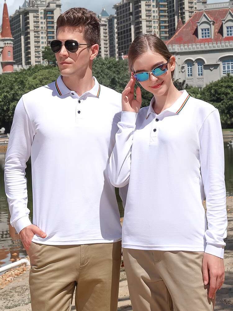 Kaos polo kolar, kaos lengan panjang, pakaian kerja perusahaan, seragam karyawan tim embroidery dice