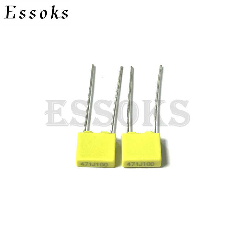 

20PCS Koreksi 100V 0.47NF 100V471J 471 471J Pitch 5mm Polypropylene Safety Plastic Film kondens