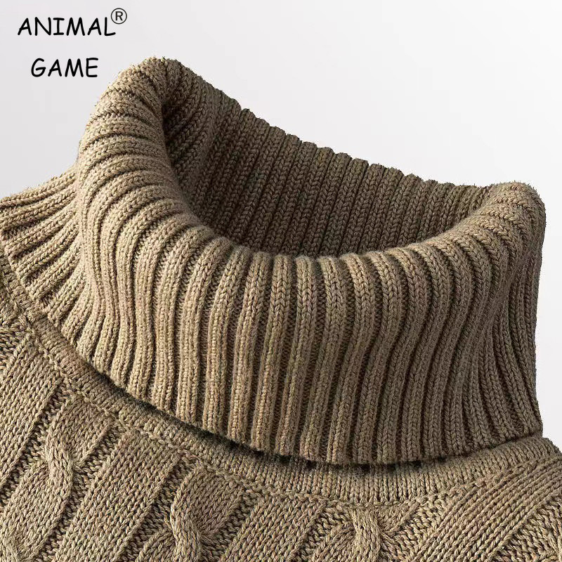 New Turtleneck Casual Men's Rollneck Knitted Keep Warm Men Jumper Woolen Sweater