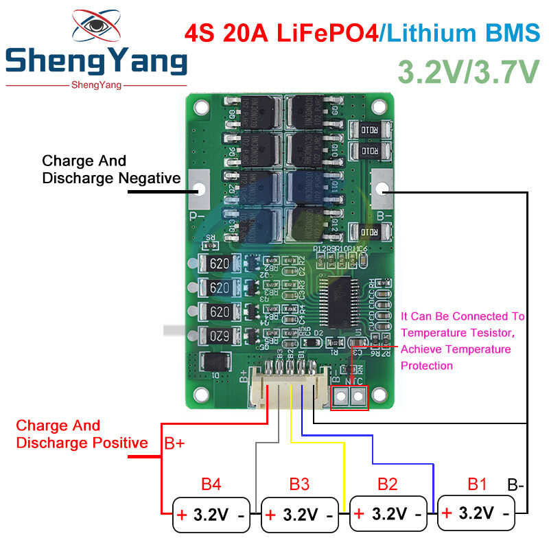 20A TZT 4S 12.8V 14.4V 32650 32700 Lifepo4 Balanced BMS for Electric Boat Uninterrupted Power S
