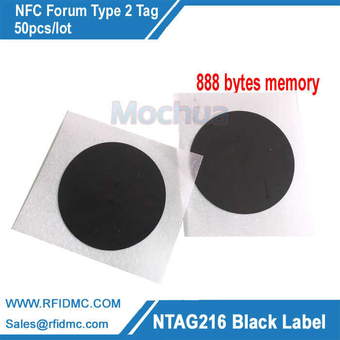 

Black NTAG216 Label Sticker Tag Protocol ISO14443A 888 Byte Diameter 30mm Untuk Semua Telepon N