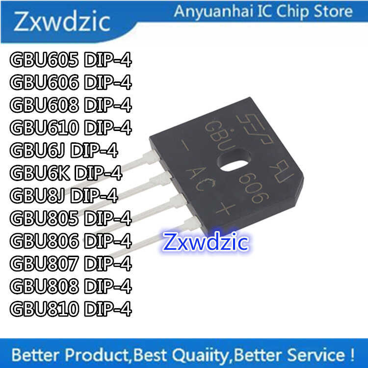 Original 10pcs GBU605 GBU606 GBU608 GBU610 GBU6J GBU6K GBU8J GBU805 GBU806 GBU807 GBU808 GBU810