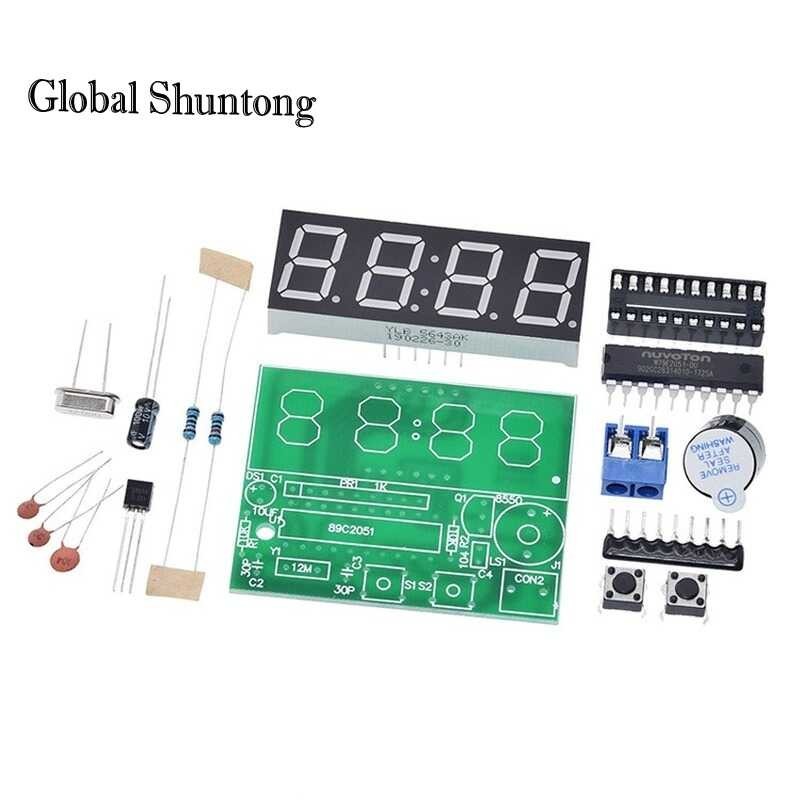 Electronic Digital Clock Kit Single-chip LED Watch KIT DIY With Transparent Cover · es