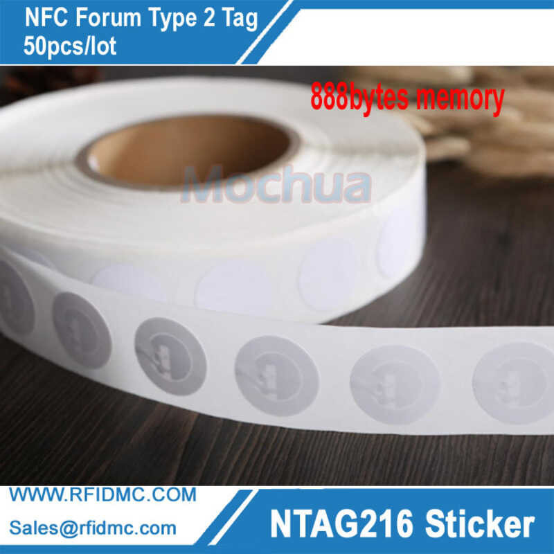 

Putih Ntag216 Stickers Tag Protocol ISO14443A 888 Byte Diameter 25mm Untuk Semua Telepon NFC