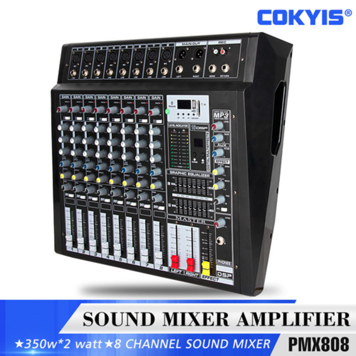 8 Channel 350W*2 Bluetooth 16 Digital Effect Mixing Console Powered Sound Table PMX808 DJ Amplifier 