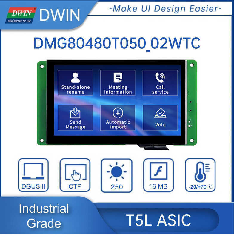 Industrial 5 inci Grade 800*480 262K Warna, IPS-TFT-LCD, Wide Viewing Angel Touch Screen DMG804