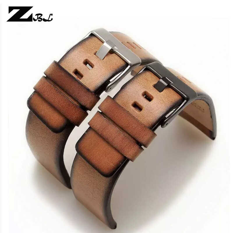 Genuine gelang Kulit untuk diesel DZ4343 strap Brown 22 24 26 mm Wrist watch Retro wristwatches wris