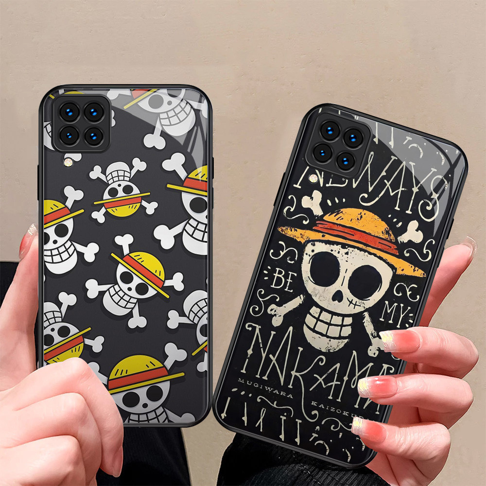 Kaca Mewah Casing untuk Samsung Galaxy A22 M32 M12 A12 5G Case T-26 Logo One Piece