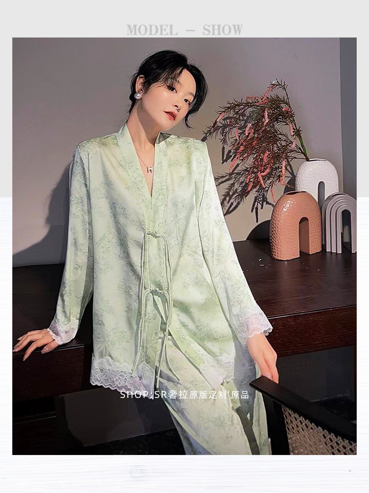 baju tidur piyama  Gaya Cina Cina, wanita seksi piyama sutra baru 2024, keinginan murni wanita, gaya