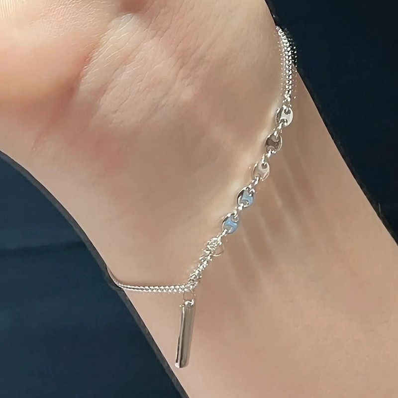 ♞,♘Gelang keberuntungan perak murni 925 untuk anak perempuan, versi Korea, kepribadian pelajar, gel