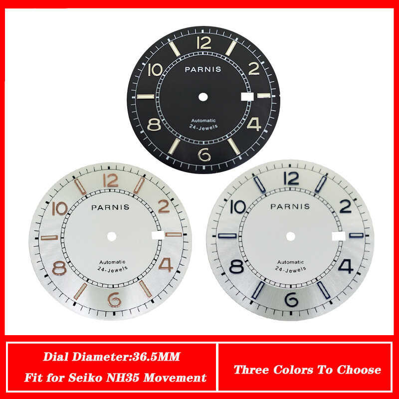 36.5MM Black Parts Dial Luminous Three Types Colors Fit Japan Seiko NH35 Movement Men's Watch F