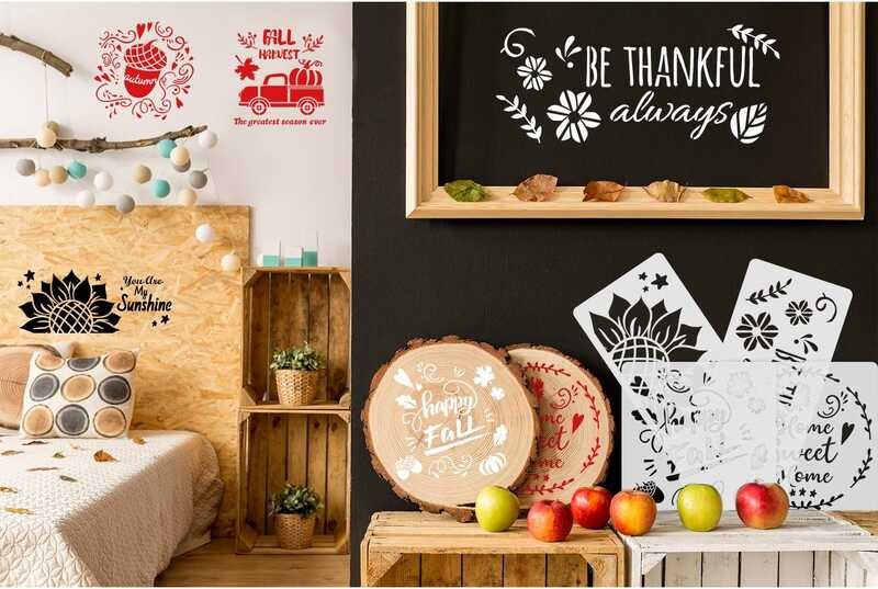 

Autumn Painting A.B.C.D.E. Templates 20.32 and 30.48 x 13.08 cm Reusable Pumpkin Templates Truc