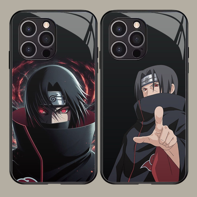 Kaca Mewah Casing untuk iPhone XS 12 Mini X XR 11 Pro Max Case J-44 Naruto Itachi