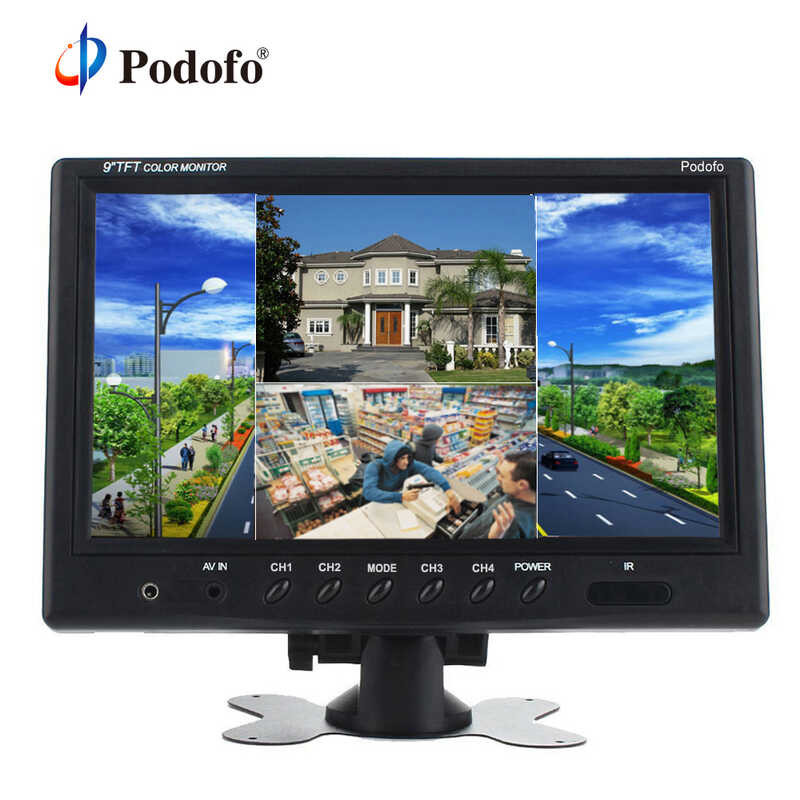 Podofo 9" TFT LCD Split Screen Quad CCTV Security Surveillance Car Headrest Rear View Monitor 4