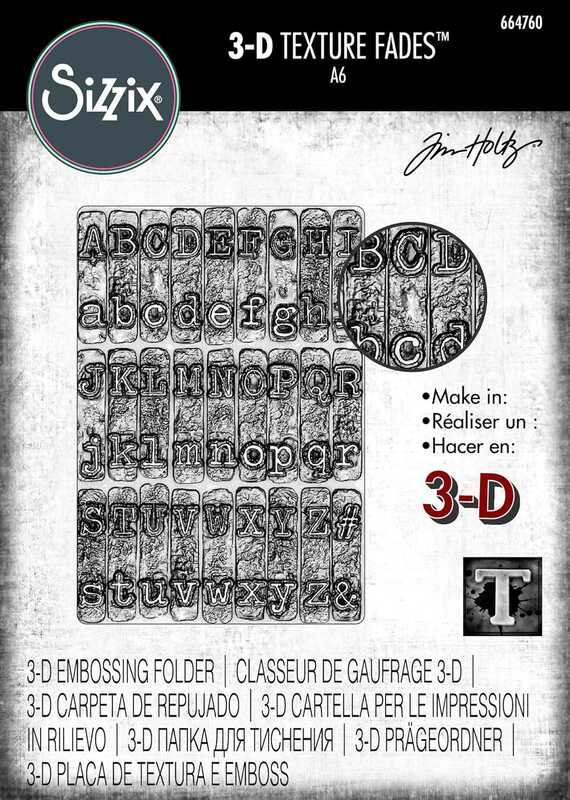 

Sizzix 3D A.B.C.D.E. texture gradient embossed folder 664760 typewriter Tim Holtz one size fits