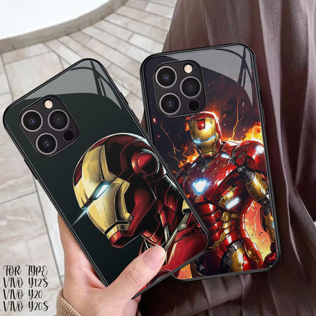 Kaca Mewah Casing untuk iPhone XS 12 Mini X XR 11 Pro Max Case J-51 Iron Man