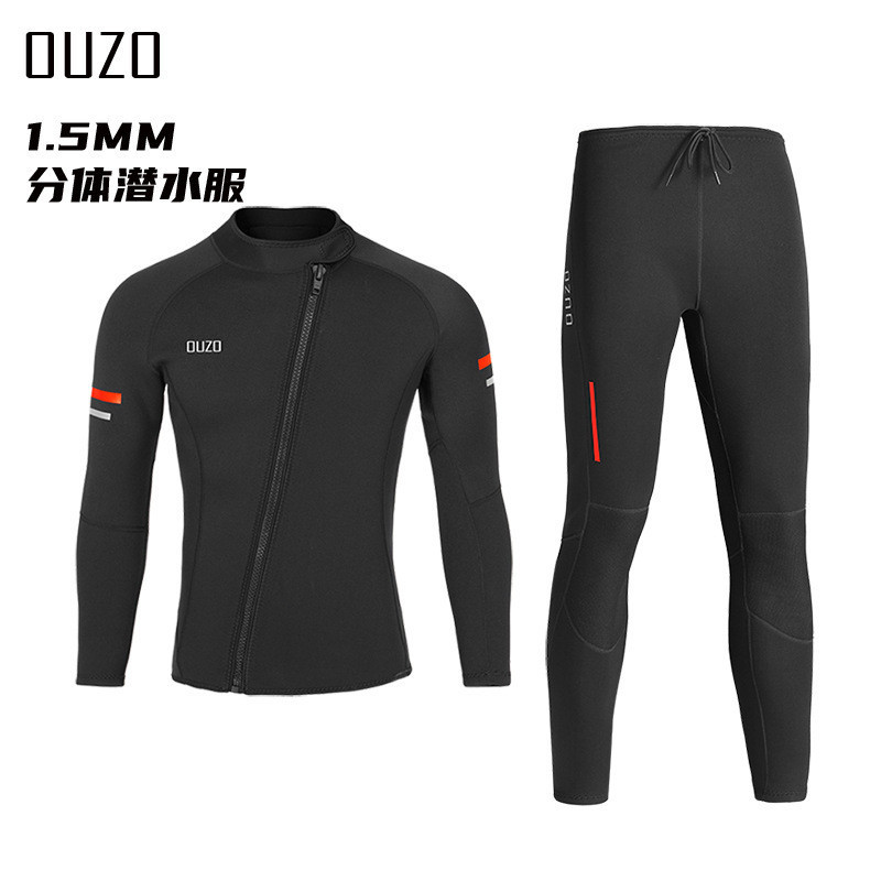Menyelam wetsuit  1,5 mm hangat OUZO setelan menyelam terpsah, set penuh pakaan surf pra wanta lenga