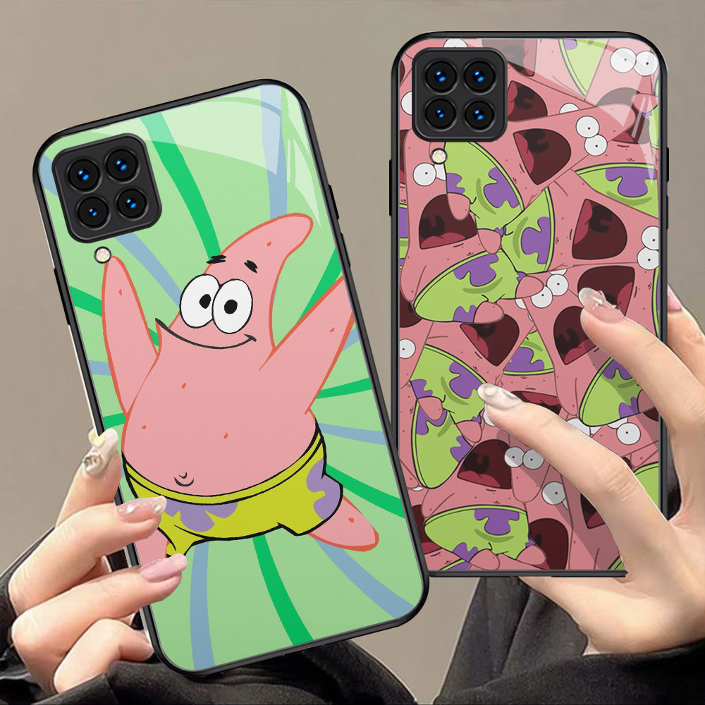 Kaca Mewah Casing untuk Samsung Galaxy A22 M32 M12 A12 5G Case J-53 SpongeBob