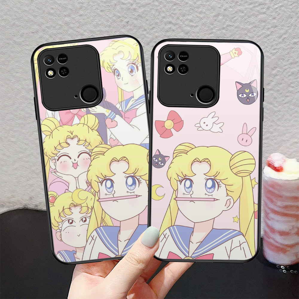 Kaca Mewah Casing untuk Xiaomi Poco C3 C31 Redmi 10C 10A 9C Case T-35 Anime Sailor Moon
