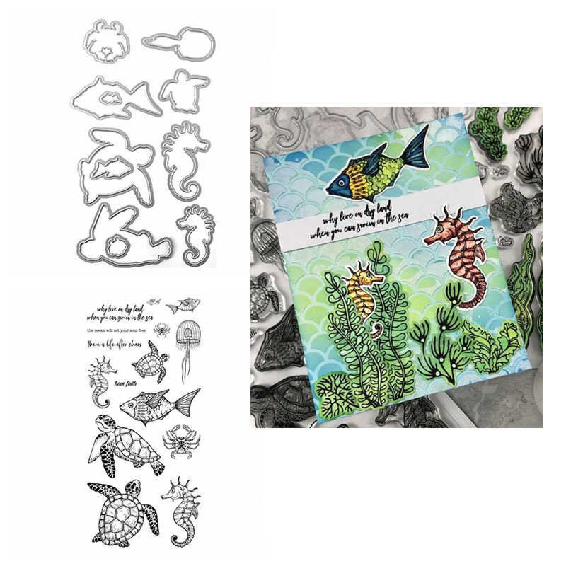 

Oecan Binaang Swim In The Sea urle Clear samp and Coordinaing for Scrapbooking Cards Making Cra