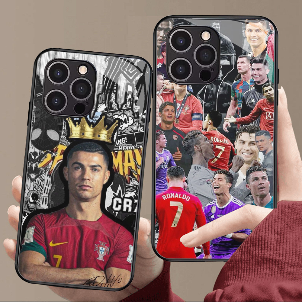 Kaca Mewah Casing untuk iPhone XS 12 Mini X XR 11 Pro Max Case J-30 Cristiano Ronaldo