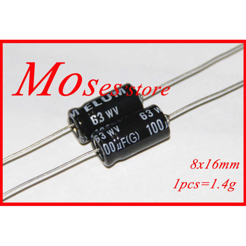100uf ELUM 63v Original Axial Audio Electrolytic Capacitor Capacitance 8x16mm +/- 20%