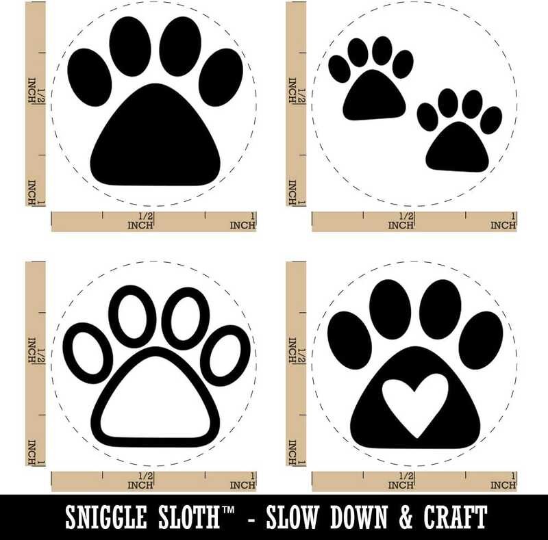 

Cute Cat A.B.C.D.E. Dog Paw Prints Rubber Stamp Set for Stamping Crafting Planners - 1 Inch Med